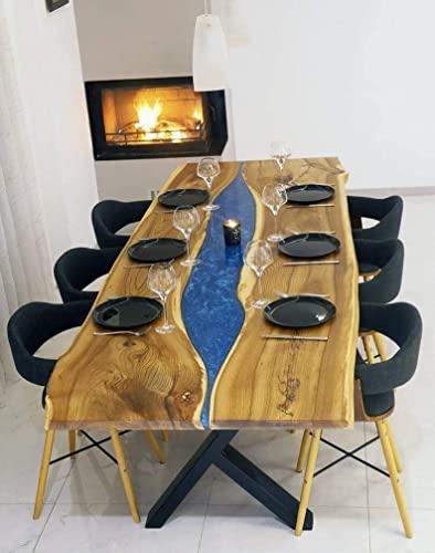 TUZECH Epoxy Table Top Fully Customized Thick Resin River Table Indoor Outdoor Wooden Dining Table Top (24x12 Inch) with 18 Inches Tall Legs
