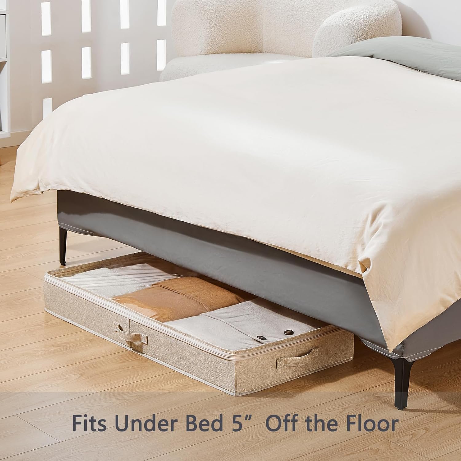 3 Pack Under Bed Storage Containers, Low Profile Underbed Shoes and Clothes Storage Organizer with Sturdy Sidewalls/Bottom, Large Dorm Storage Bins,33 * 17 * 4.5 inches,45L