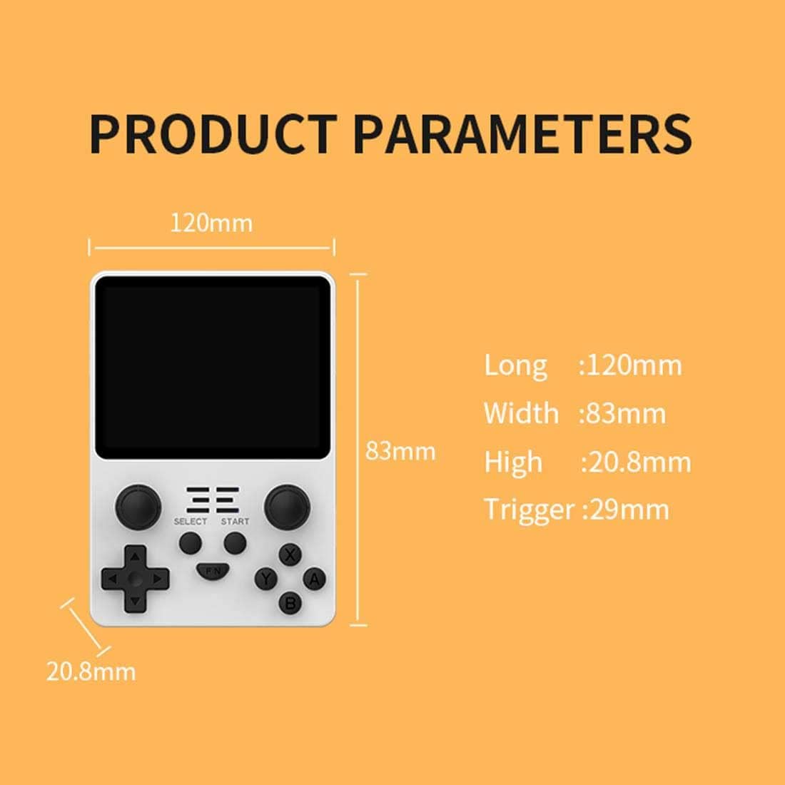 POWKIDDY RGB20S Handheld Game Console, 3.5 Inch IPS Portable Retro Arcade Built-in 20,000 Games, Yellow