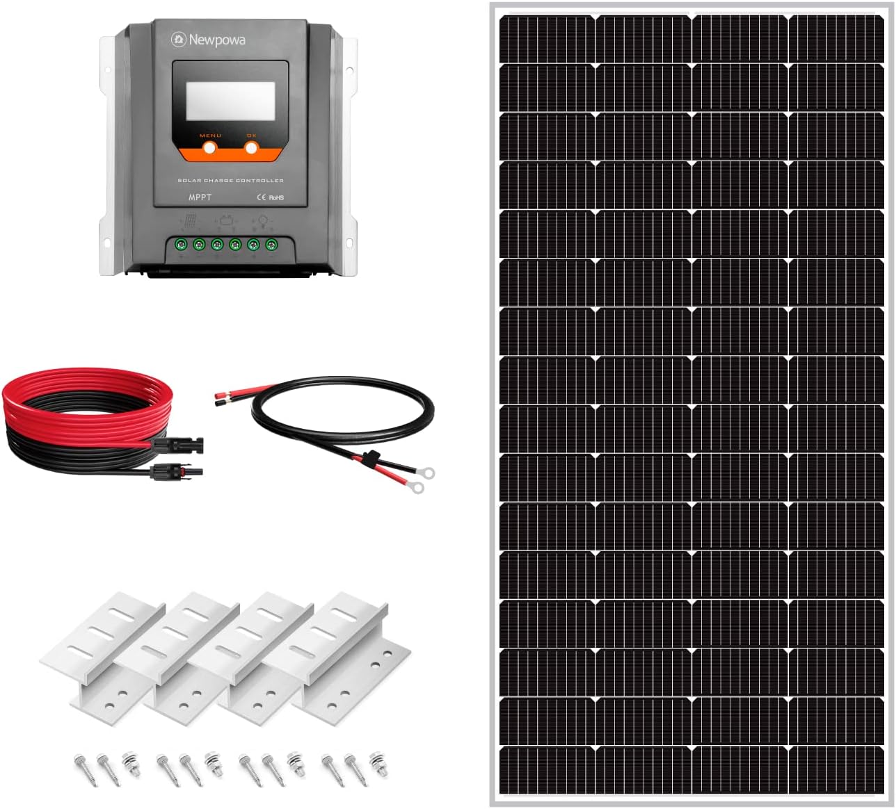 Newpowa 200W Monocrystalline 200 Watts 12V Solar Panel High Efficiency Mono PV Module Power for RV Marine Boat Cabin or Other Off Grid System (200W Classic)