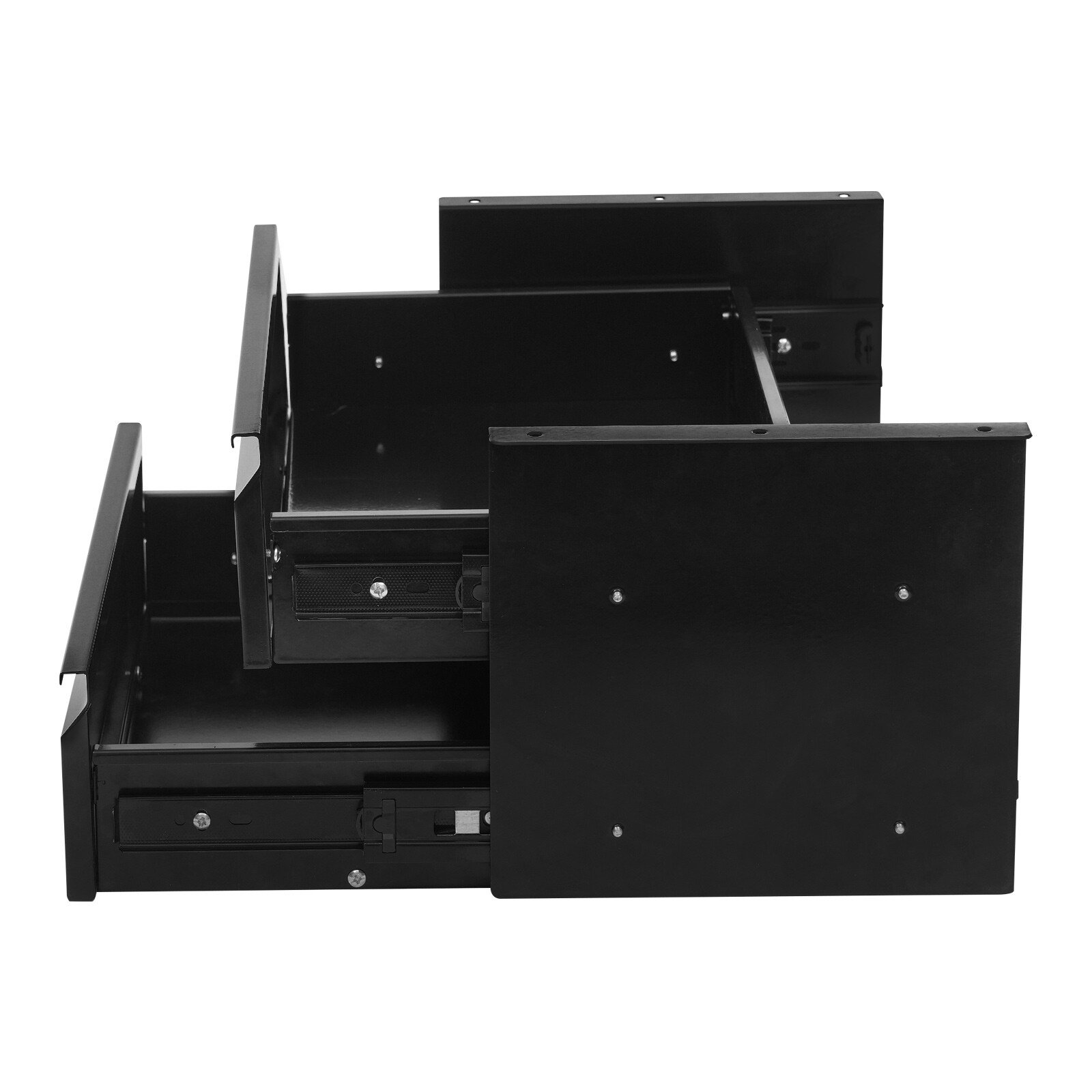 2-Tier Under Desk Sliding Drawer Organizer, Black Steel Pull-Out Storage Tray for Office Study, 6.6LB Capacity