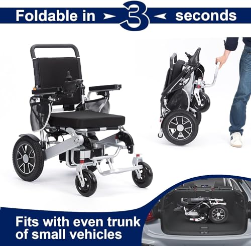 12 Miles Long Travel Range, Electric Wheelchair for Adults Folding Control Intelligent Power Wheelchairs Lightweight All Terrain Motorized Wheelchair for Seniors Portable