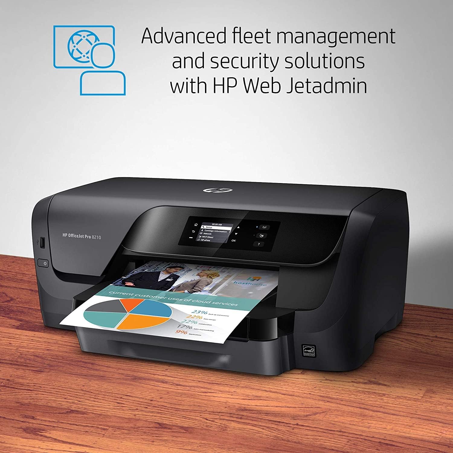 HP OfficeJet Pro 8210 Wireless Color Printer for Home Business, 2.0” Mono Display, auto 2-Sided Color Printing, 250-sheet Capacity Paper Tray, Copy Print +USB Cable