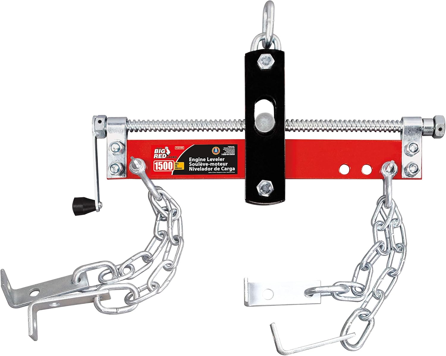 BIG RED T32100 Torin Engine Hoist Shop Crane Accessory: Steel 3 Position Engine Leveler with Adjustable Handle, 3/4 Ton (1,500 lb) Capacity, Red Pack of 2