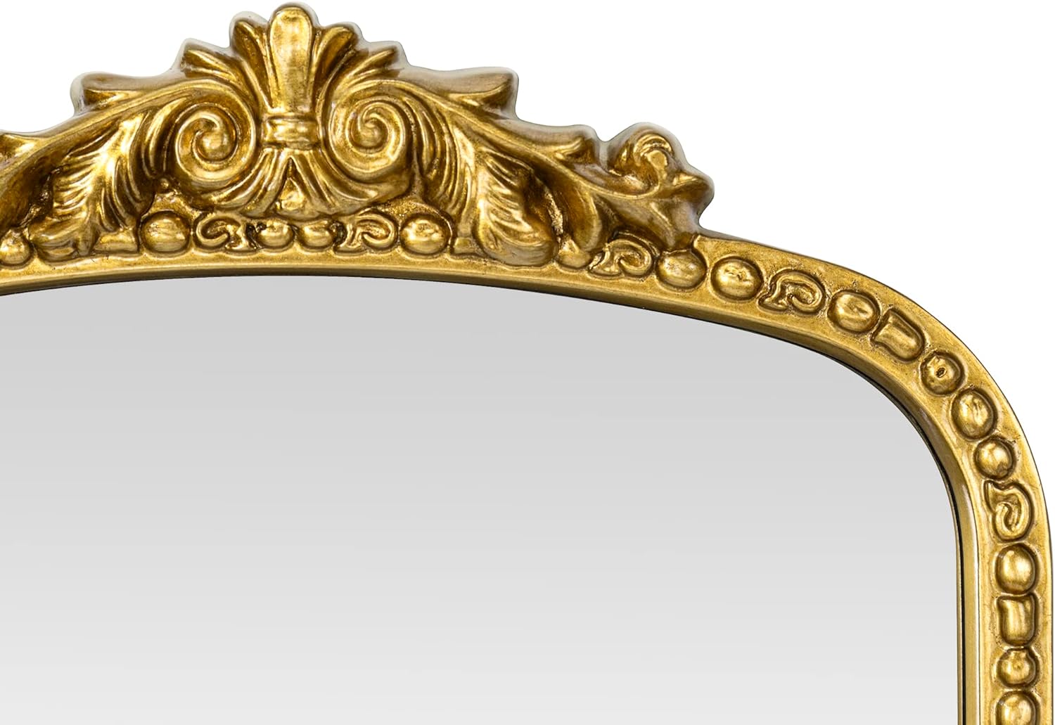 Antiqued Gold Ornate Mirror Arched Mantel Wall Mirror Baroque Inspired Bathroom Vanity Rectangle Wall Mounted Mirror, 30 x 34''