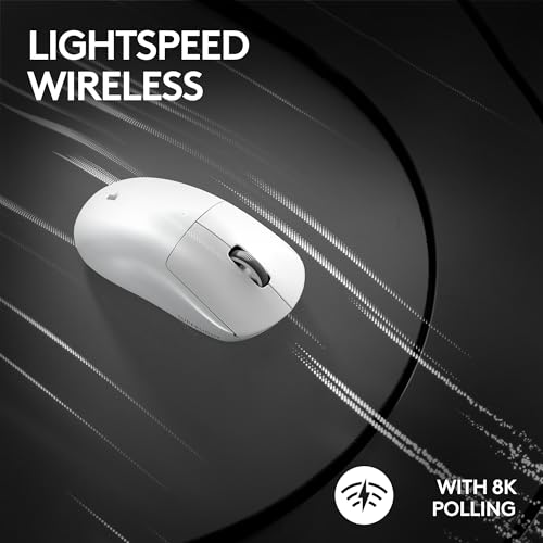 Logitech G PRO X Superlight 2 DEX Wireless Gaming Mouse, 60g pro-Grade Right-Handed Mouse with 5 programmable Buttons, USB-C Charging, 44k DPI Sensor, up to 8 kHz Polling for PC/Mac - White