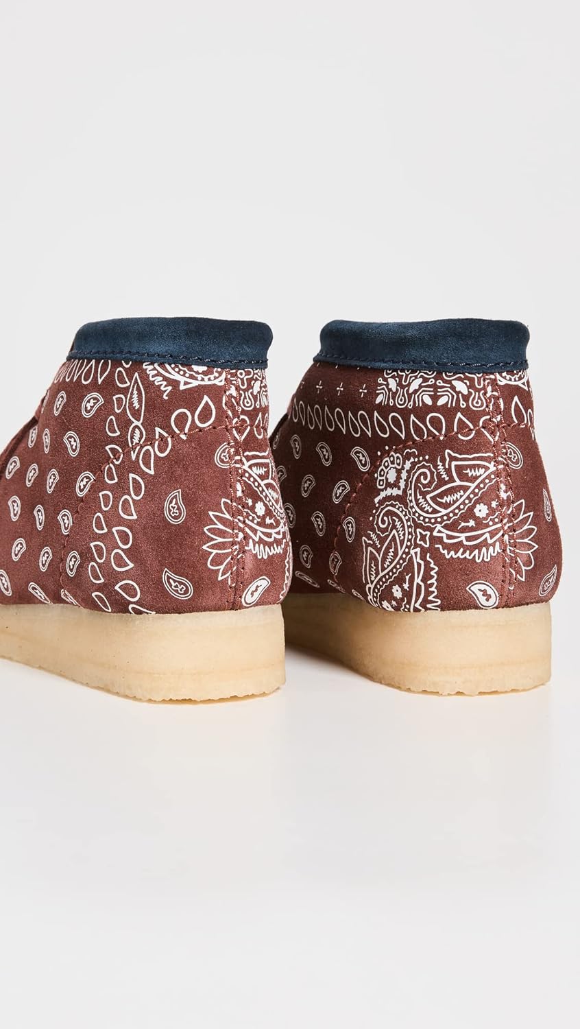 Clarks Men's Wallabee Boots, Brick Paisley, Brown, Print, 11 Medium US