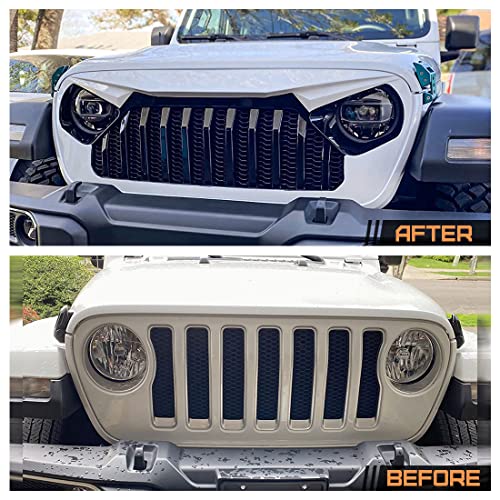 Front Vader Grille Compatible with 2018-2024 Jeep Wrangler JL & 2020-2024 Gladiator JT, w/o TrailCam (Matte Black)