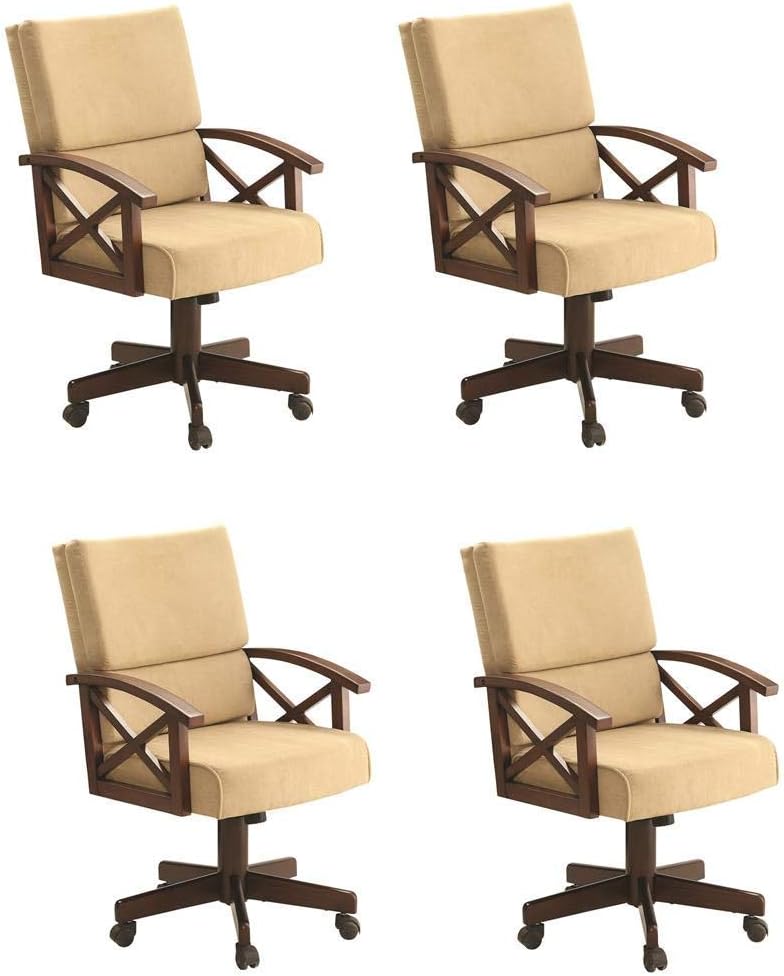 Coaster Home Furnishings Marietta 5-Piece Game Table Dining Set, Tobacco and Tan