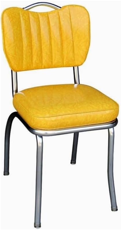 Handle Back Diner Chair with Single Tone Channel Back & 2" Box Seat - Cracked Ice Yellow