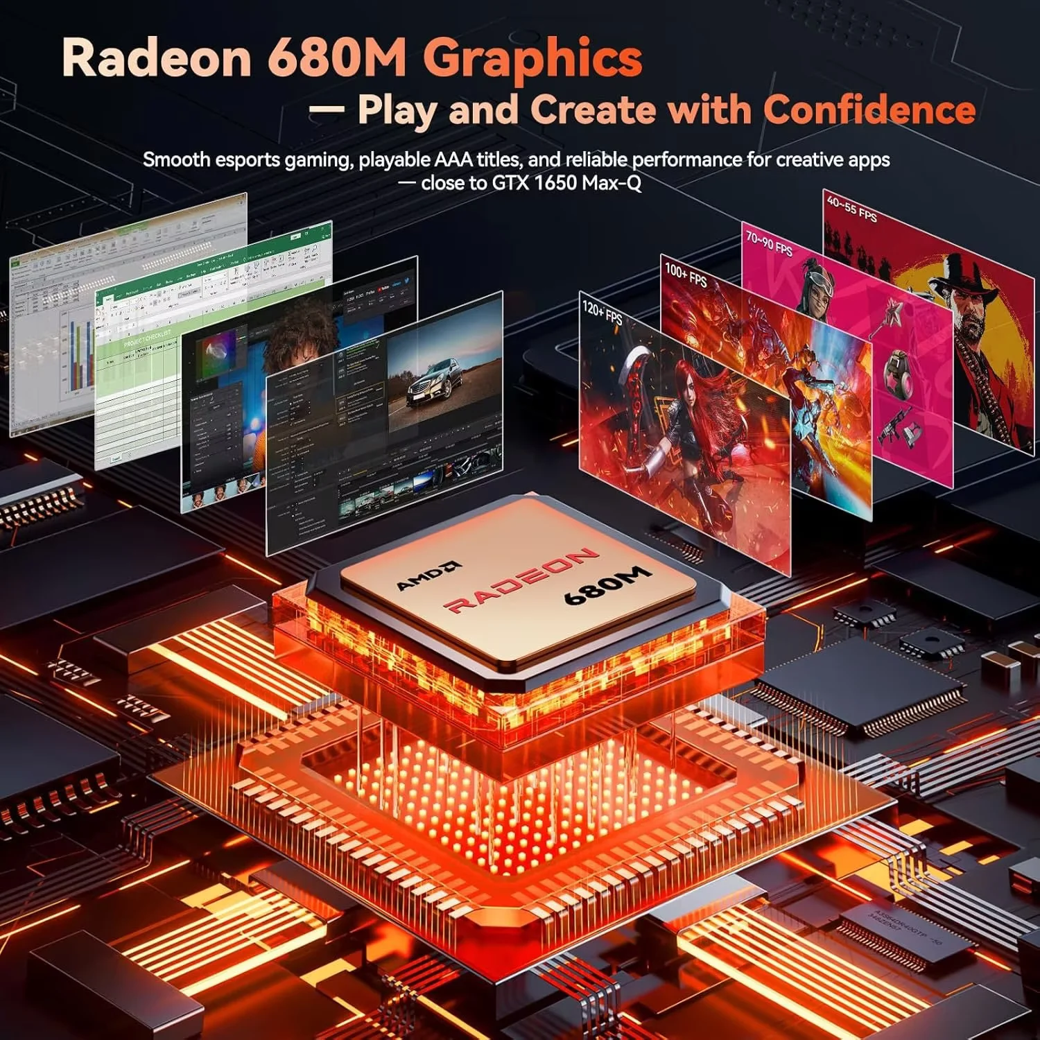 17.3" Gaming-Laptop, AMD Ryzen 7 7735HS (8C/16T, Beats i7-12650H) 64GB DDR5 RAM 1TB SSD Computer with Radeon 680M, 100W Type-C, WiFi-6E, 75Wh Battery, Fingerprint, Backlit Keyboard for Business