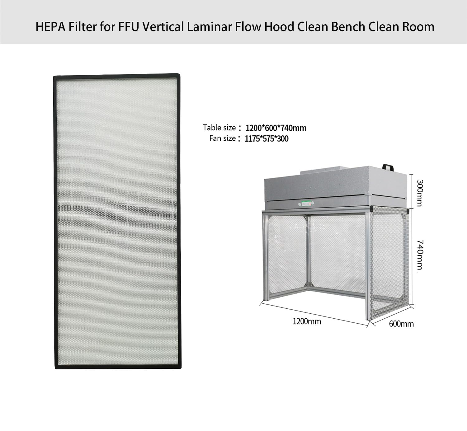 HEPA Filter Replacement 46 * 22 * 2.7inch for FFU Vertical Laminar Flow Hood Clean Bench Clean Room
