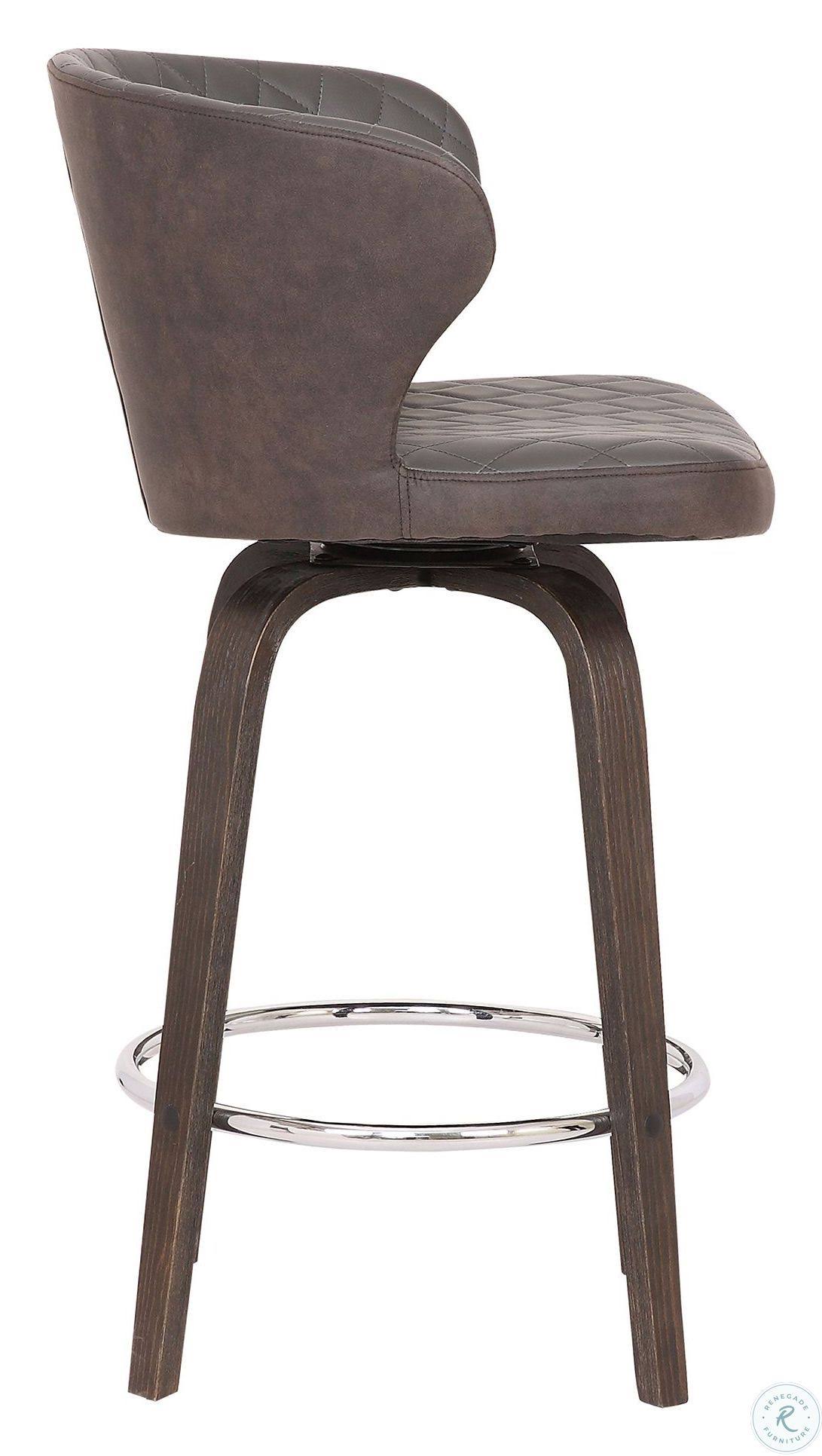 Armen Living Mynette 30x22 Swivel Brown Faux Leather Bar Stool