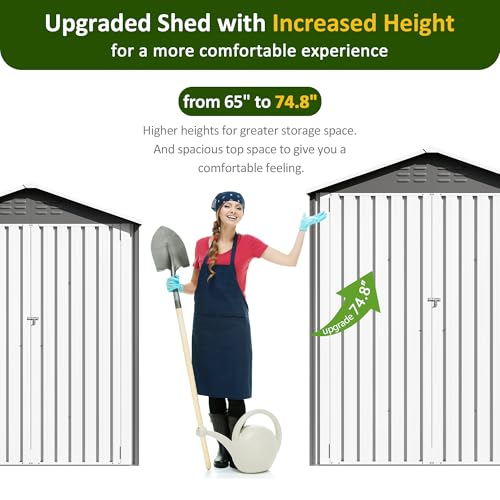 10x10 FT Outdoor Storage Shed, Metal Garden Tool Shed with Updated Frame Structure, Lockable Doors and Windows, Ideal for Backyard Garden Patio Lawn, Grey