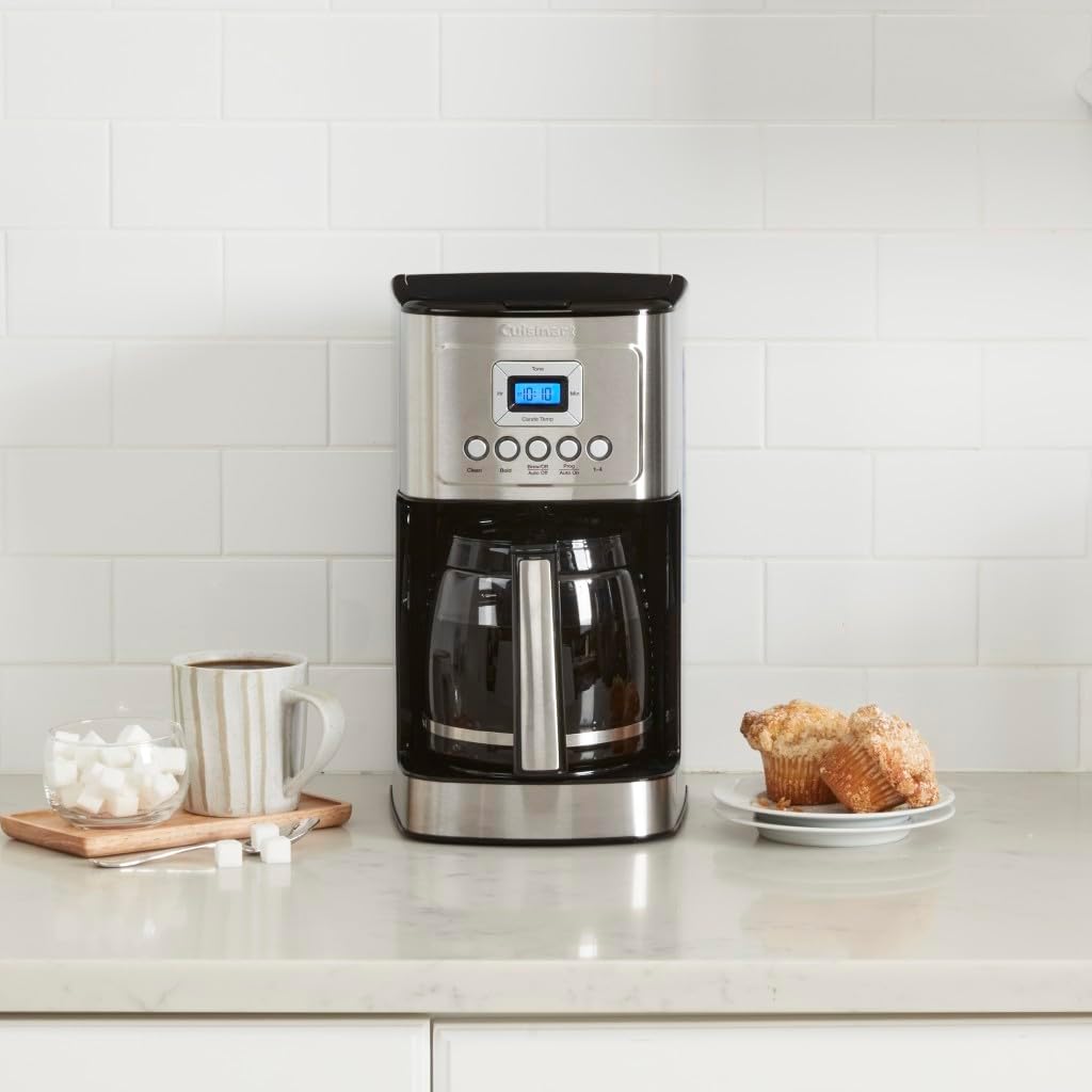 Galanz GLR46TBKER Retro Compact Refrigerator with Freezer Mini Fridge with Dual Door & Cuisinart Coffee Maker, 14-Cup Glass Carafe, Fully Automatic for Brew Strength Control & 1-4 Cup Set