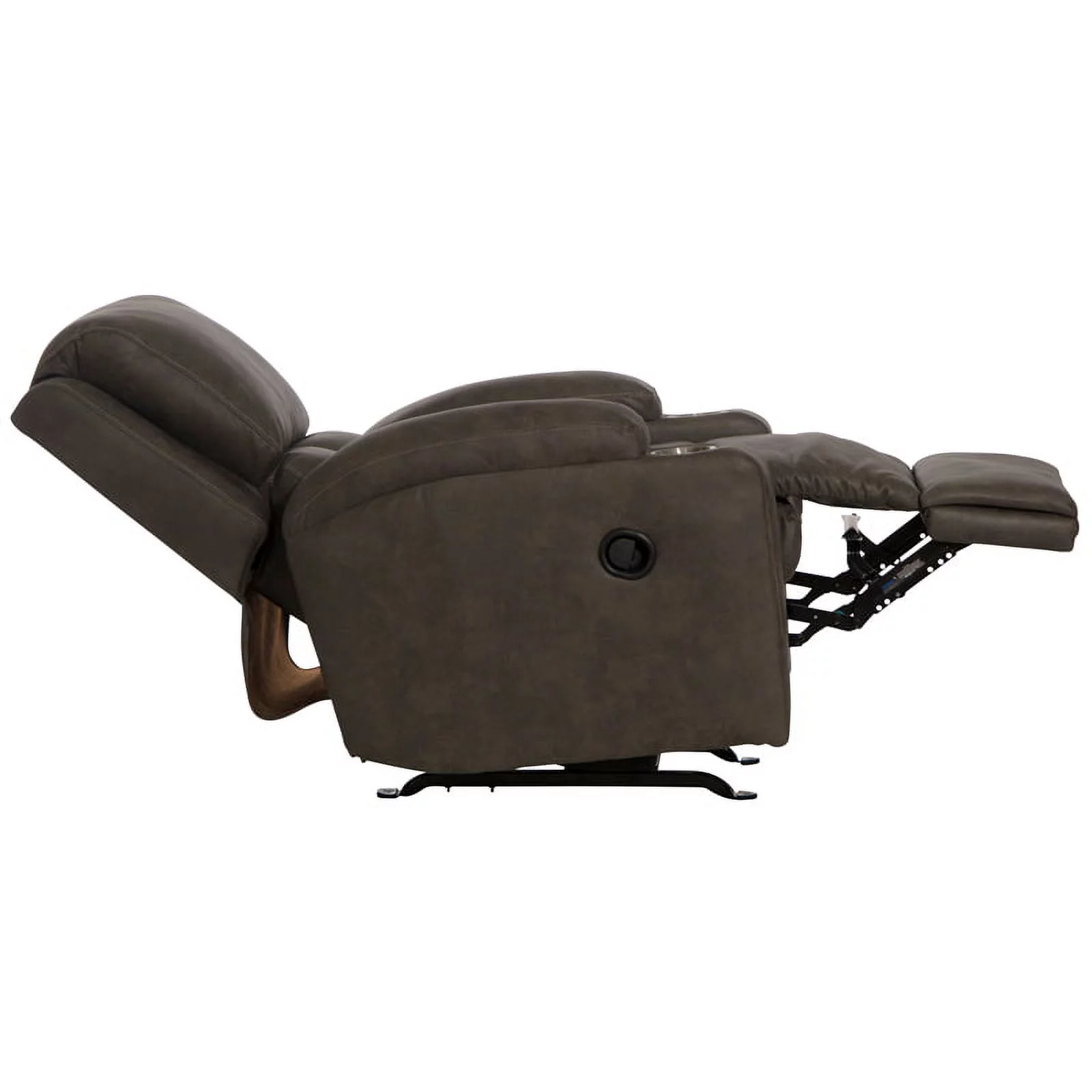 Catnapper Page Rocker Recliner with Two Cupholders in Gray Polyester Fabric