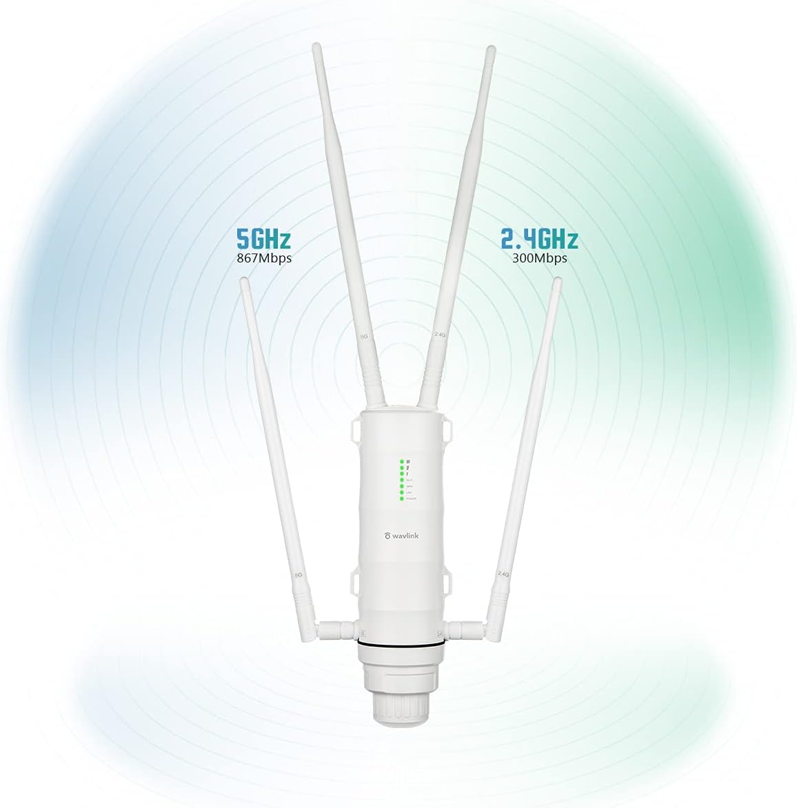 AC1200 Outdoor Repeater Outdoor Access Point Wireless AP Signal Extender 1200Mbps WiFi Booster Signal Booster Dual Band High Power Outdoor Wireless Range Extender Router with PoE High Gain Antennas