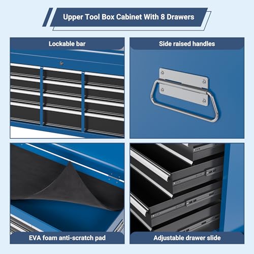 Tool Chest,5-Drawer Rolling Tool Storage Cabinet with Enhanced Packaging, Detachable Top Tool Box, Metal Tool Cart for Garage Workshop,Black, ATC001BK