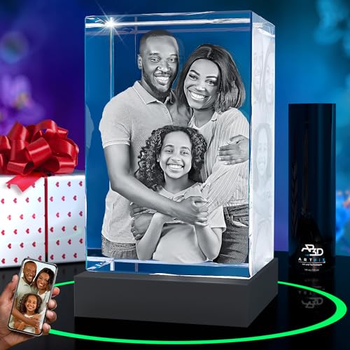 ArtPix 3D Premium Crystal Photo, Personalized Gifts for Mom, Women, Wife, Men, Her, Husband,Grandma, Great Customized Gift With Your Own Photo, Custom Birthday 3D Picture Rectangle, Couples Gifts