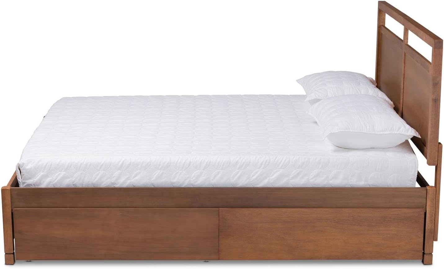 Baxton Studio Saffron Modern and Contemporary Walnut Brown Finished Wood Full Size 4-Drawer Platform Storage Bed