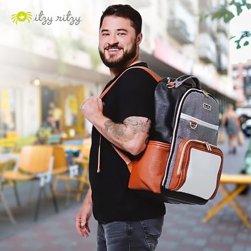 Itzy Ritzy Diaper Bag Backpack – Large Capacity Boss Plus Baby Backpack Diaper Bag Featuring 19 Pockets, Changing Pad, Stroller Clips, and Comfortable Backpack Straps, Black