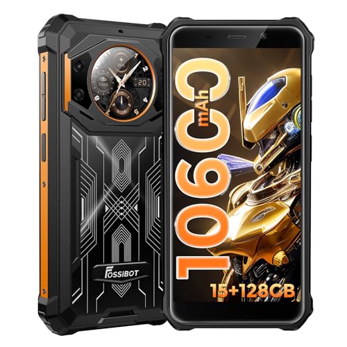 FOSSIBOT F101 Pro Rugged Smartphone Unlocked, Dual Screen 10600mAh Battery 15+128GB Storage MTK8788 Octa-cora Processor 24MP+8MP+5MP Camera 5.45” HD+ Screen Android 13 IP68/IP69K 4G Dual SIM NFC OTG