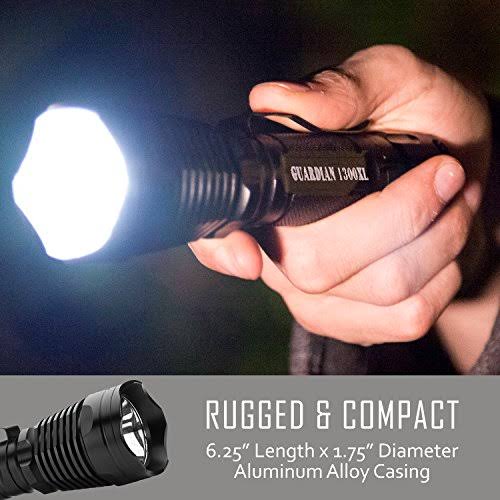 Supernova Guardian 1300XL Professional Series Ultra Bright Rechargeable Tactical LED Flashlight with Remote Pressure Switch and