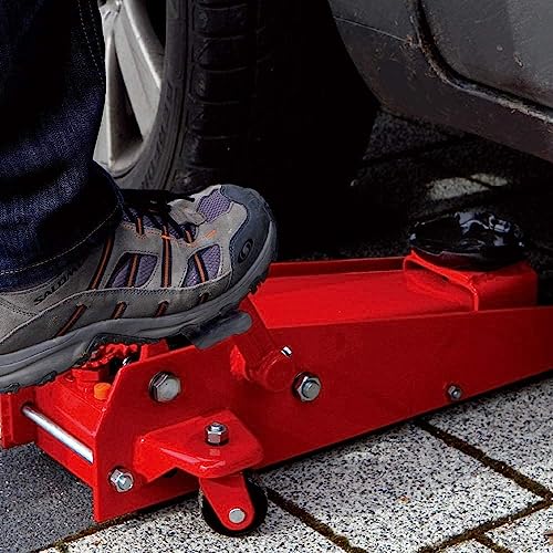 BIG RED T83012 Torin Pro Series Hydraulic Floor Jack with Single Quick Lift Piston Pump and Foot Pedal, 3.5 Ton (7,000 lb) Capacity, Red