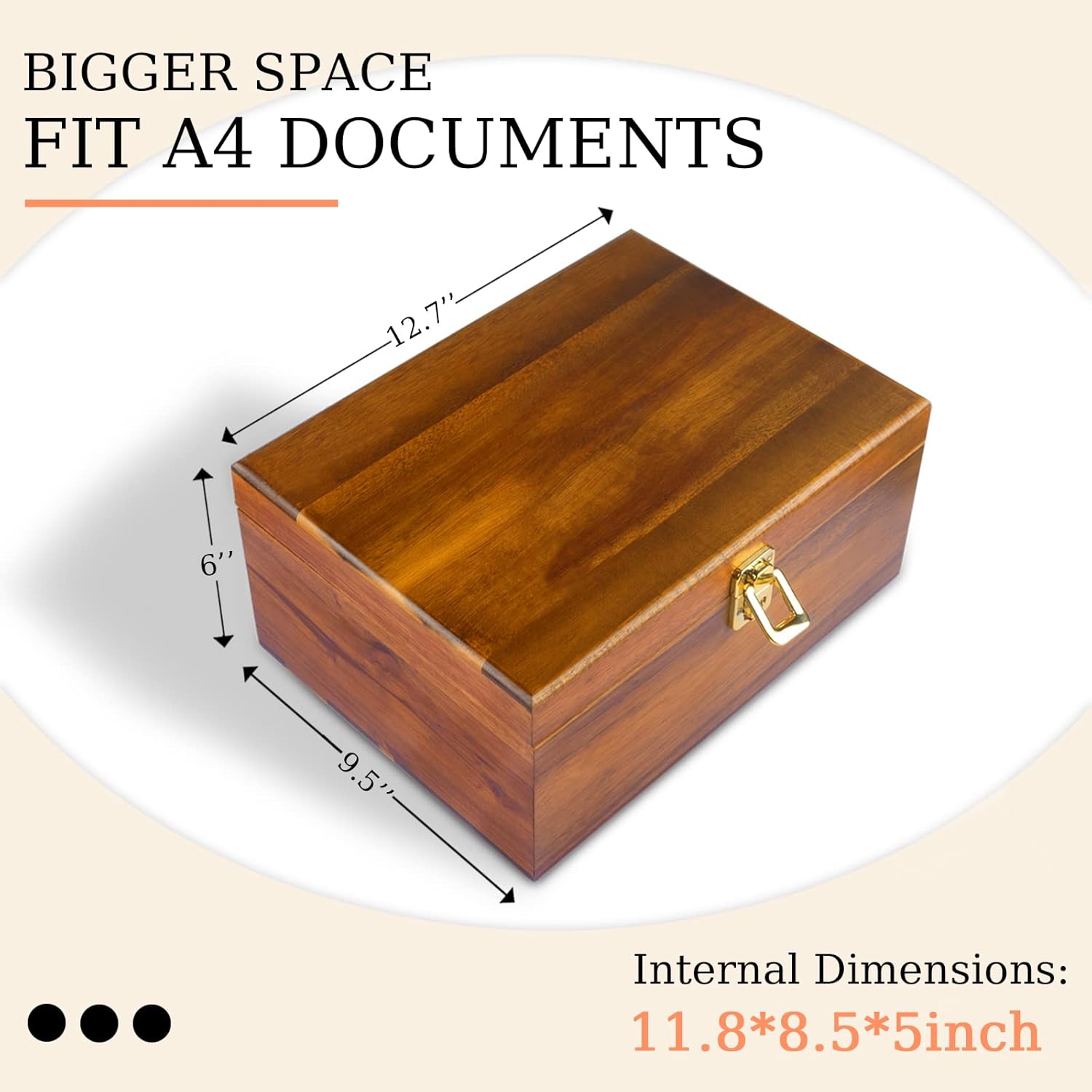 Wood Box Large Keepsake Boxes with Hinged Lids Solid Wooden Storage Boxes with Lock Big Sturdy Treasure Chest Decorative Stash Memory Gift Box for Office Home Decor (Large) Pack of 2