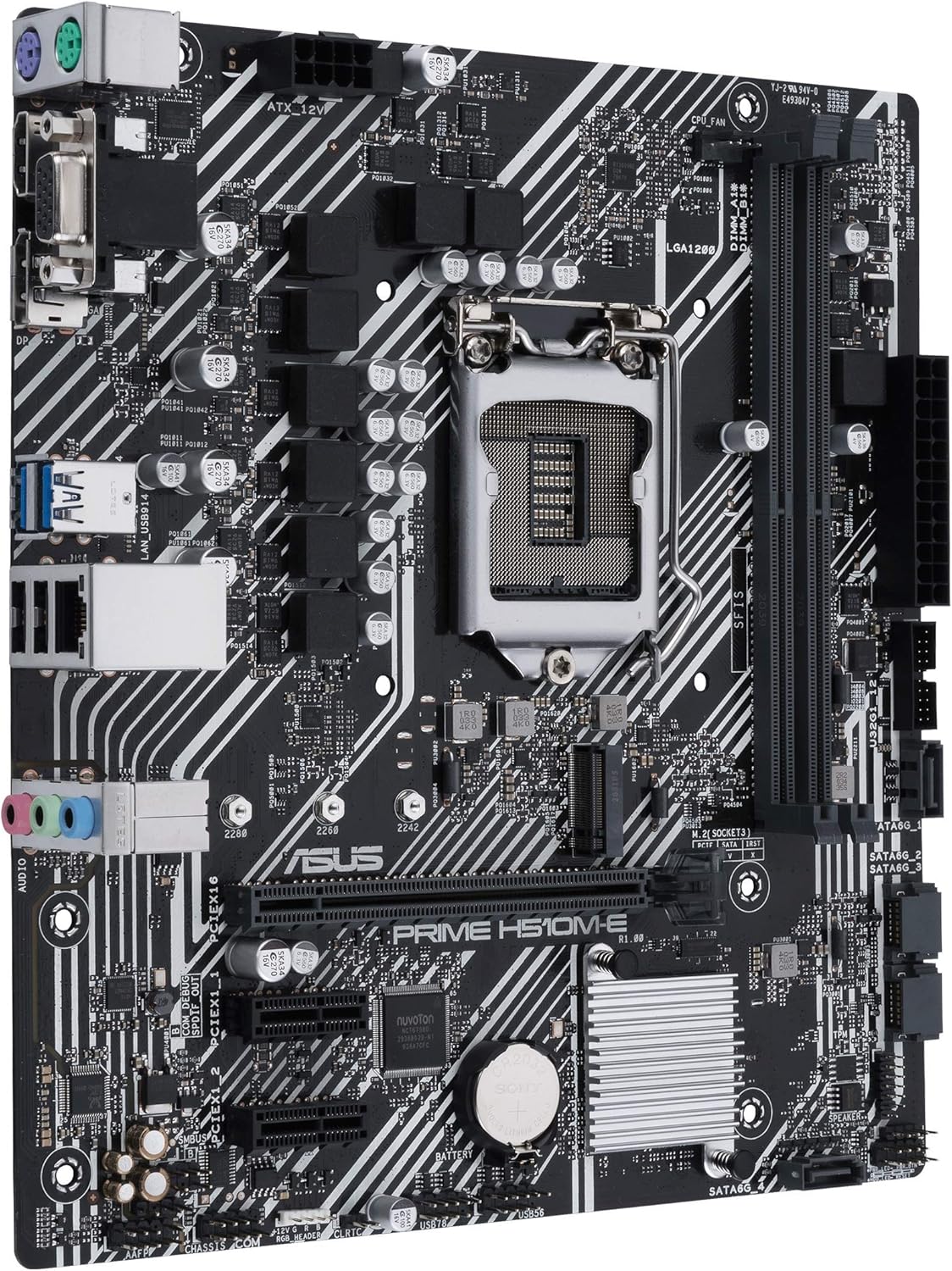 ASUS Prime H510M-E LGA1200 (Intel® 11th/10th Gen) Micro-ATX Motherboard (PCIe 4.0,M.2 Slot, 1Gb LAN, DP,HDMI, D-Sub, USB 3.2 Gen 1, COM Header, TPM Header, 4K@60Hz)