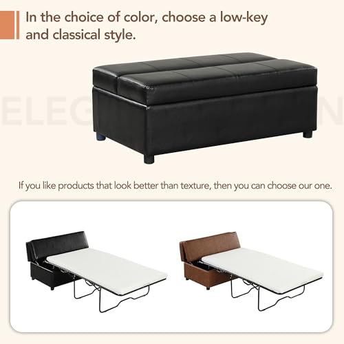 Ottoman Folding Bed, Fold Out Sleeper Bed With Mattress, Convertible Chair Into Sofa Bed, Couch Sleeper Solid Metal Frame, Dual Use Guest Bed Lounge Bed, Living Room Bedroom Office (Light Gray-003)