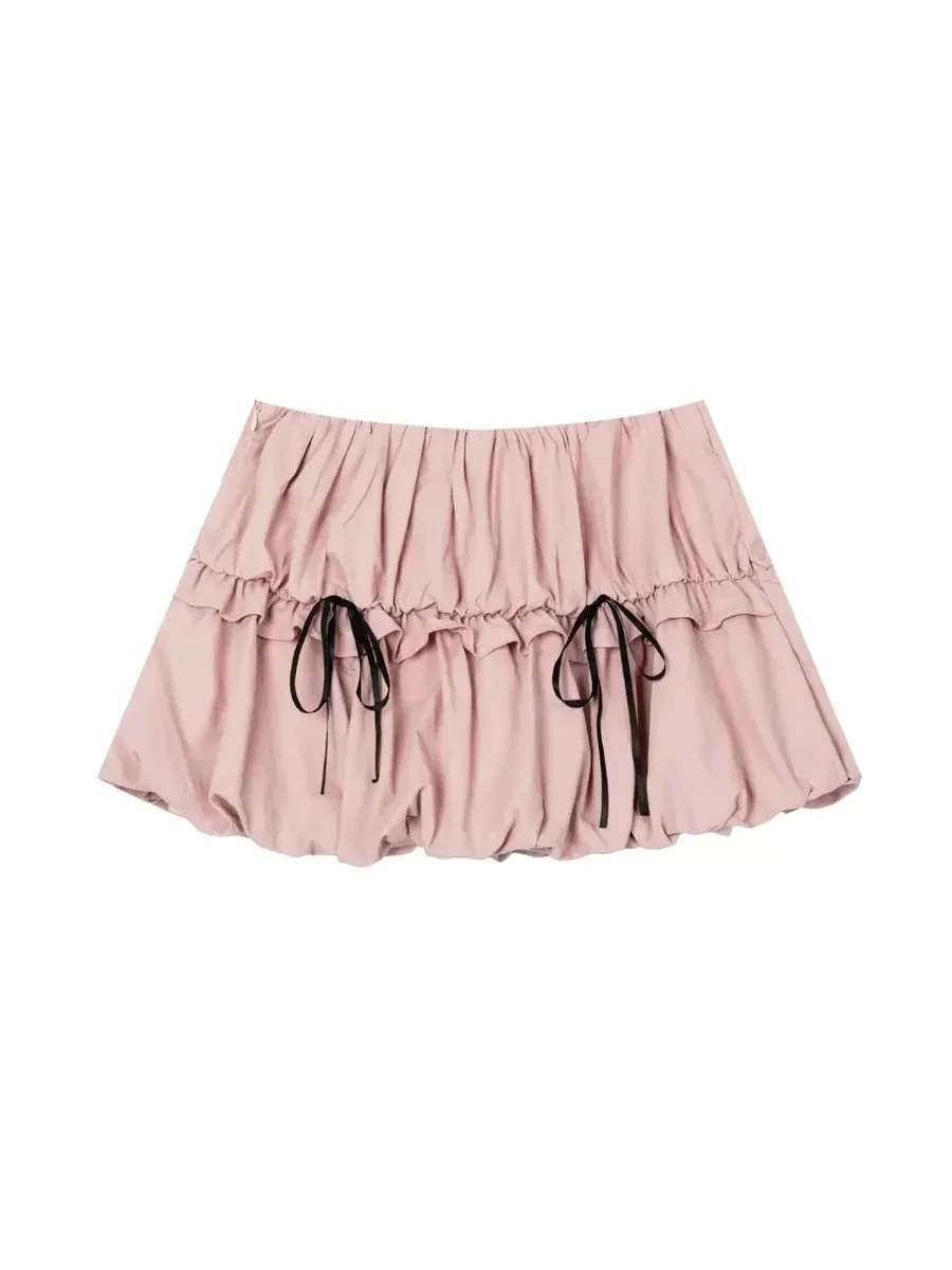 'Wall Flower' Coquette Ribbon Checked Mini Skirt