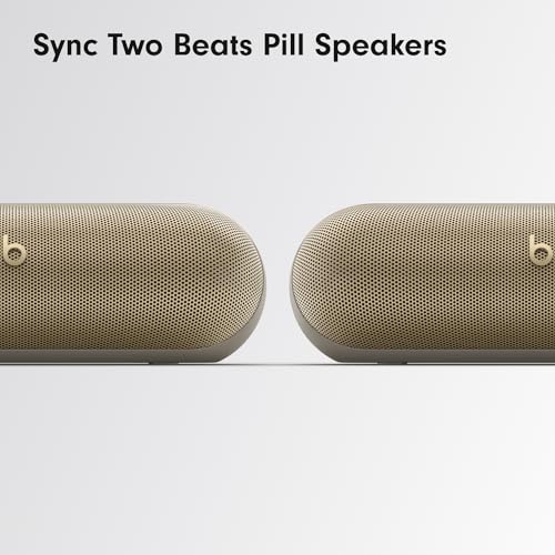 Beats Pill - Portable Bluetooth Speaker- Up to 24H Battery Life, Water Resistant, Bluetooth, Apple & Android Compatible, Seriously Loud Sound for Home, Outdoor and Travel- Champagne Gold