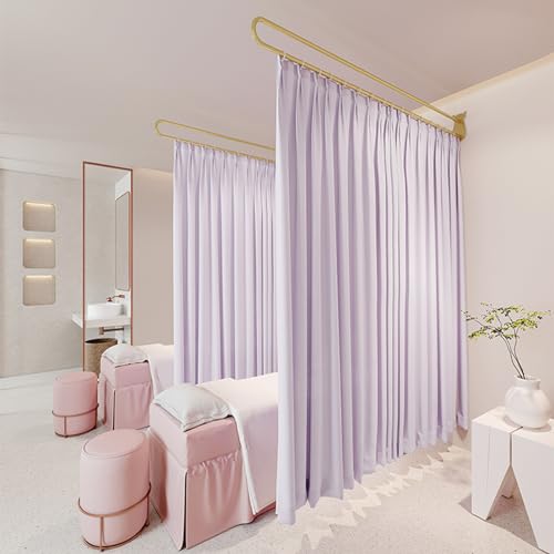 1 Set Room Divider Curtains for Hospital Beauty Clinic Between Beds, Tall 2m Privacy Partitions Cubicle Curtain/Drapes Panels with U Shaped Rail Metal Support Track, Modern Area Separator Screen