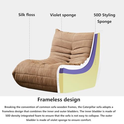 Comfy Lazy Floor Sofa Couch,Fireside Chair, Accent Togo Sofa with Removable Headrest Floor Lounge Chair Lazy Sofa Accent Chair for Living Room Bedroom Salon Office Pink-4