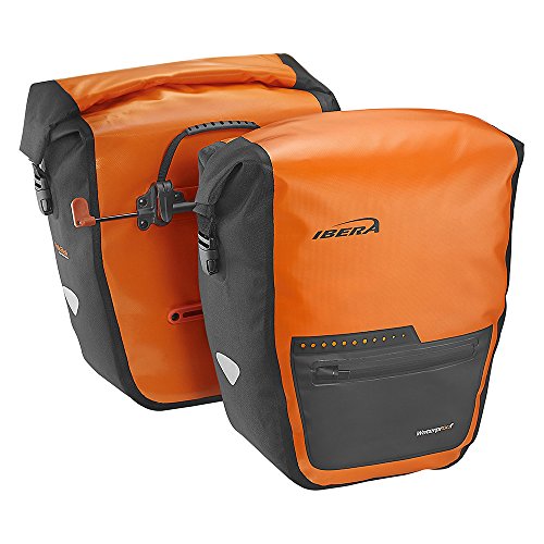 Ibera Bike Bag Panniers For Bicycles 30L (Pair) Waterproof -Bike Panniers PakRak Clip-On Quick-Release - Bike Saddle Bags For Rear Rack with Rain Cover - Pannier Fits Most Bicycle Racks (Black)