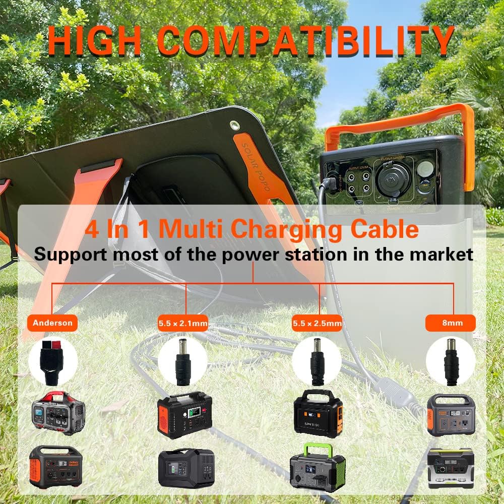 100W Portable Solar Panel Foldable Solar Panel Charger US Solar Cells with USB Outputs for Power Station Generator Phones Tablets Outdoor Camping RV Trips Adventures
