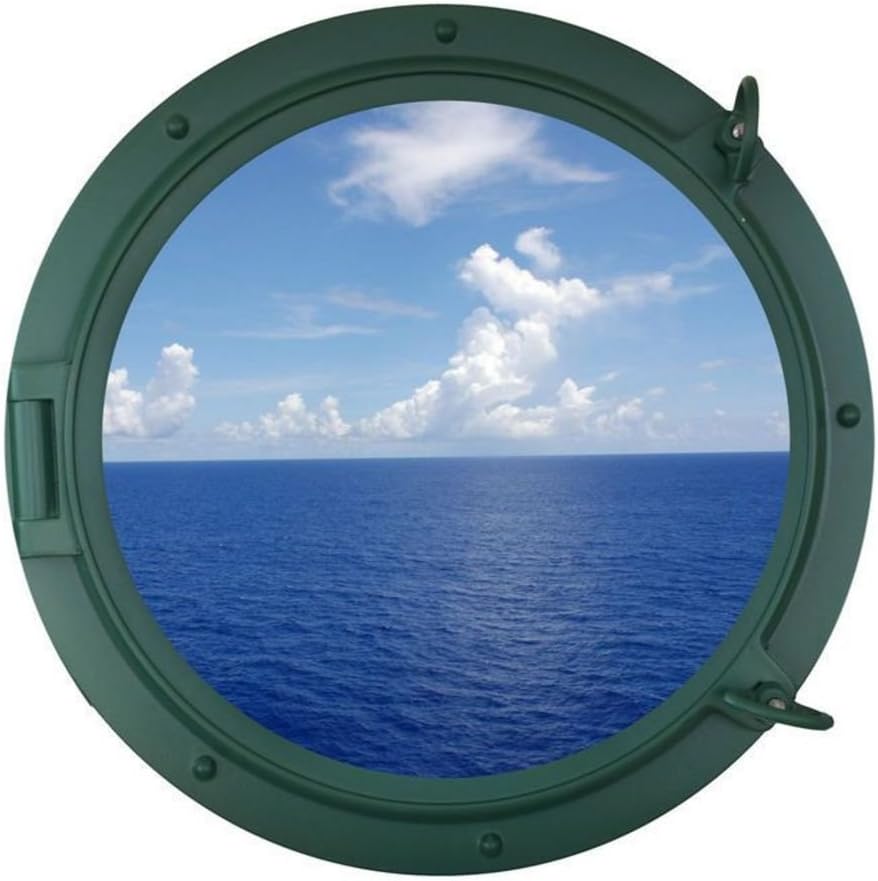 Hampton Nautical Porthole-24-W Seaworn Green Ship Porthole Window 24 Nautical Home Decoration Pack of 2