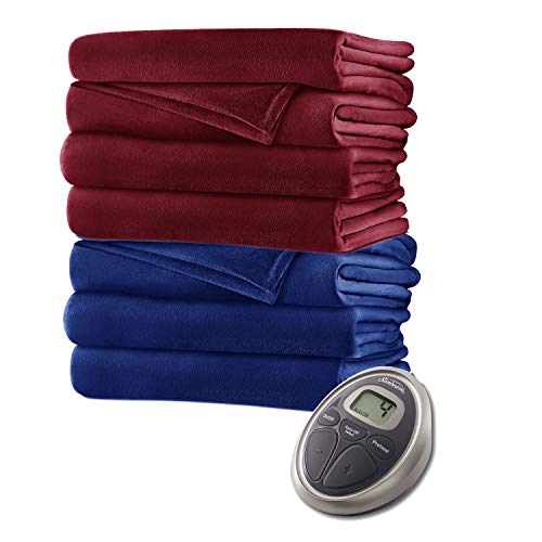 Sunbeam - Queen Size Heated Blanket Luxurious Velvet Plush with 2 Digital Controllers and Auto-Off Feature - 5yr Warranty