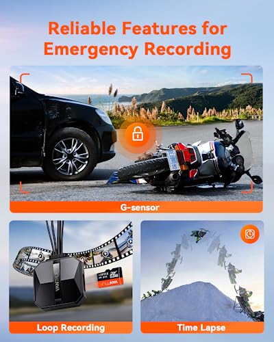 Vantrue F1 Motorcycle 4K Dash Cam Front and Rear, 4K + 1080P Motorcycle Camera, Full Body IP67 Waterproof, GPS Wi-Fi, 160° Wide Angle, Wired Remote, Night Vision, G-Sensor, Parking Mode, Support 512GB
