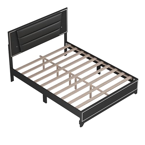 Harper & Bright Designs 3-Pieces Bedroom Sets Queen Size Upholstered Bed with LED Lights, Nightstands and Dresser with Metal Handles and Sparkling Shiny Decoration, White