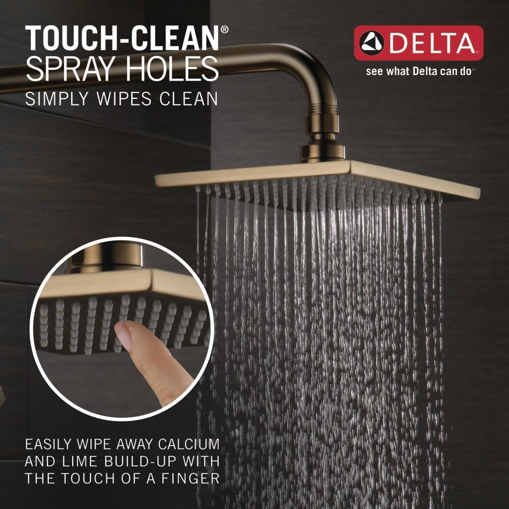 Delta Faucet Vero 14 Series Single-Function Shower Faucet Set, Rain Shower Head, Gold Shower Faucet, Shower Handle, Delta Shower Trim Kit, Champagne Bronze T14253-CZ-WE (Valve Not Included)