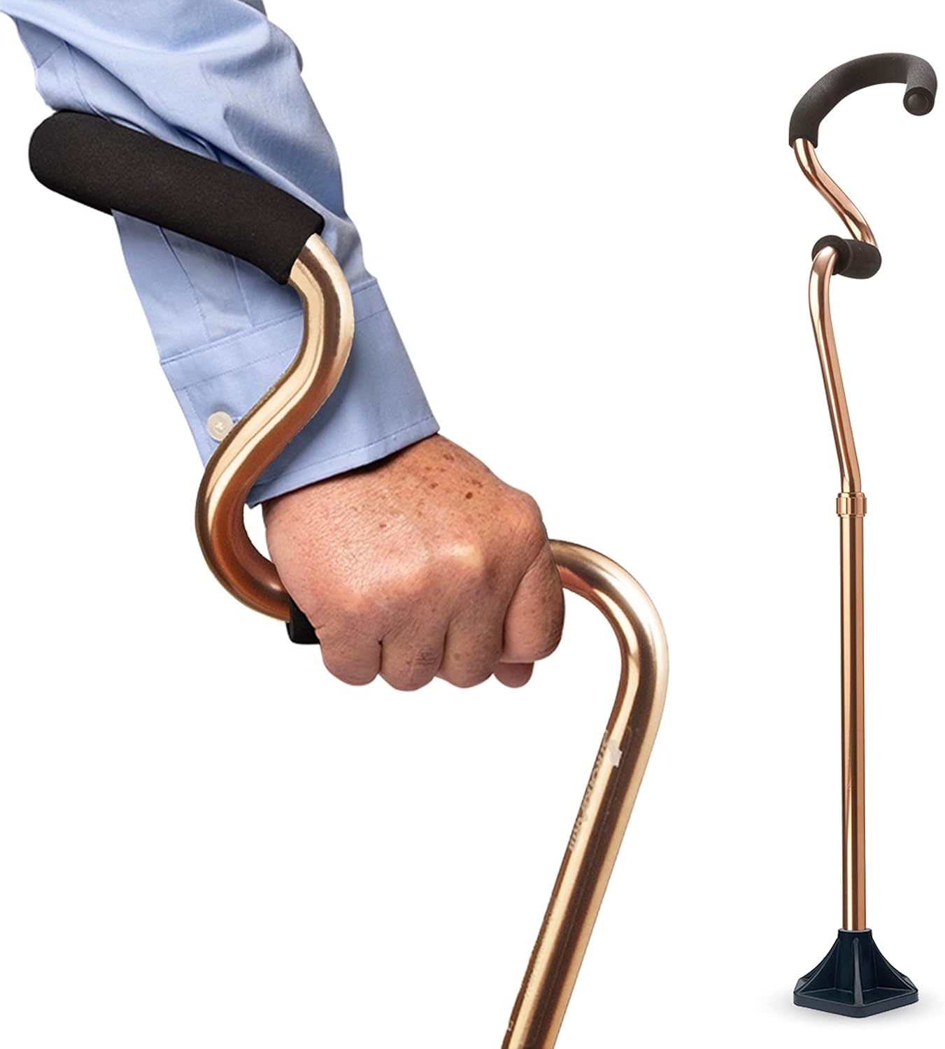 StrongArm Comfort Cane Self Standing Lightweight Adjustable Walking Cane + Stabilizes Wrist & Provides Extra Support & Stability + Ergonomic Hand & Forearm Grip + FSA/HSA Eligible (Black)