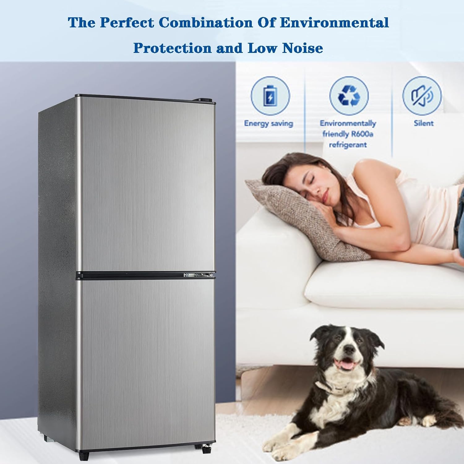 Compact Mini Fridge with Freezer 4.0 Cu.Ft Dual Zone Small Refrigerator 7 Level Adjustable Mechanical Thermostat Removable Glass Shelves LED Lighting for Bedroom, Kitchen, Dorm, Apartment, Bar, Office