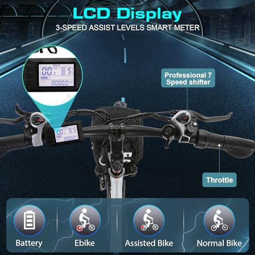 Vivi Electric Bike 500W Cruiser Ebike 26" Electric Bike for Adults, Commuter Electric Bicycles, 20 MPH Women Ebikes for Adults with 48V Removable Battery, 7 Speed Cruise Control Bike, Up to 50 Miles