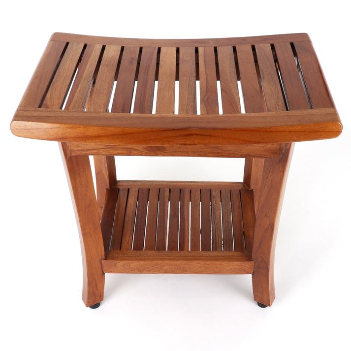 Rutledge & King Teak Shower Bench - Teak Shower Seat - Teak Wood Bathroom Stool - Corner Bench Alternative - Bathroom Chair - Bath Bench/Teak Bench (Darlington)