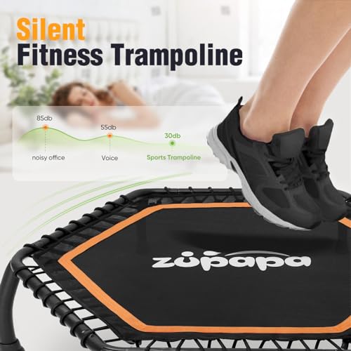 Zupapa Silent Mini Fitness Trampoline– Indoor Rebounder for Adults – Best Urban Cardio Jump Fitness Workout Trainer – Max Limit 330 lbs