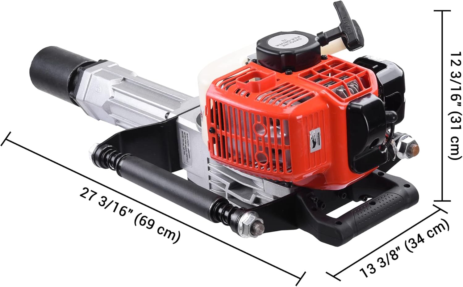 Yescom 1300W 2 Stroke Jack Hammer T Post Driver 51.7CC Gas Powered Portable Fence Pile Concrete Breaker