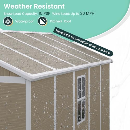 UDPATIO Outdoor Resin Storage Shed 6x4.5 FT, Plastic Garden Shed for Bike, Garbage Can, Tool, Outside Sheds with Lockable Door for Backyard, Patio, Lawn, Grey & White