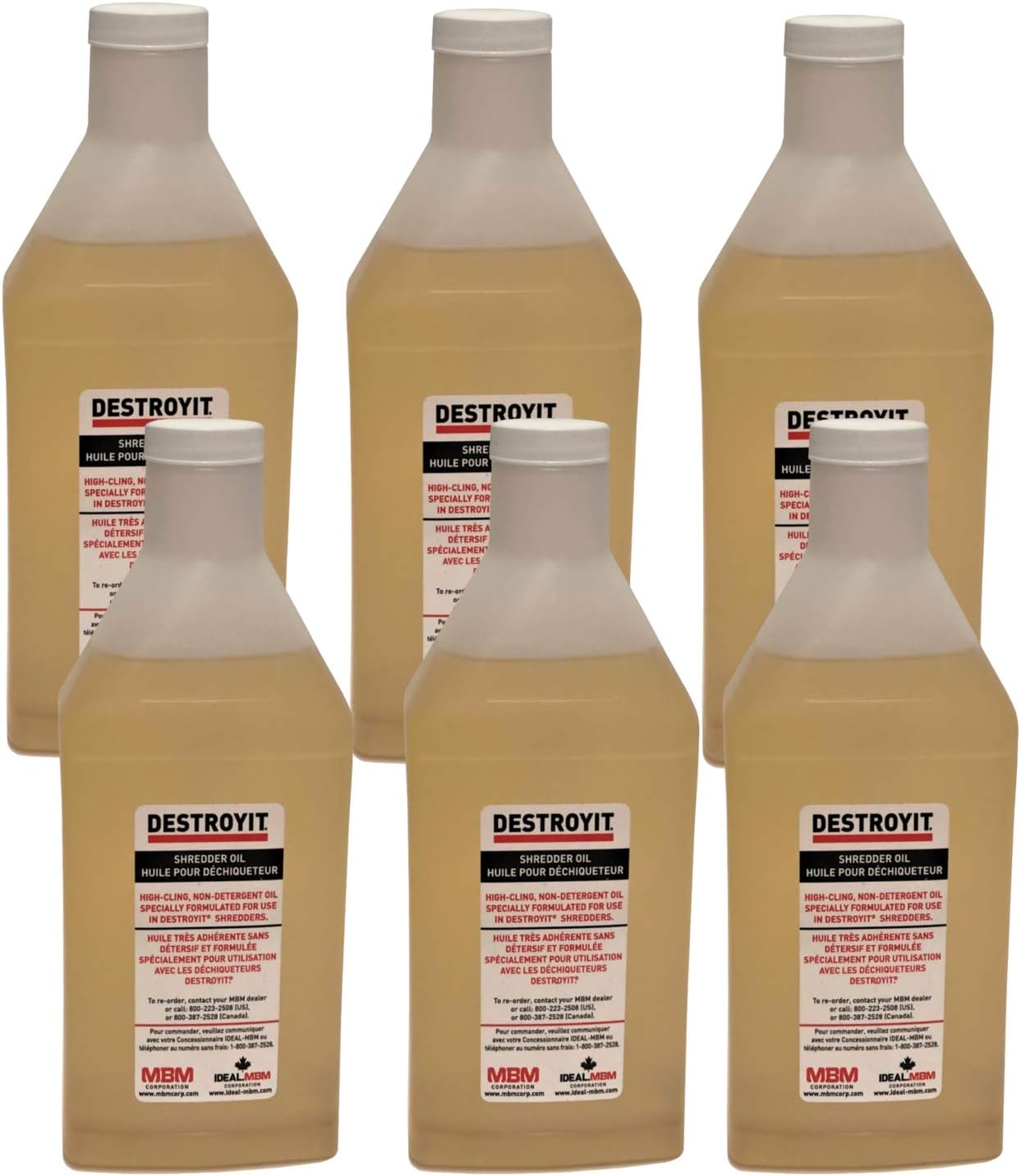 MBM AC CED21/6 Destroyit Shredder Oil (Pack of 6), 1 Quartz Bottles (32oz), Compatible with any Distroyit Shredders, Special Formula